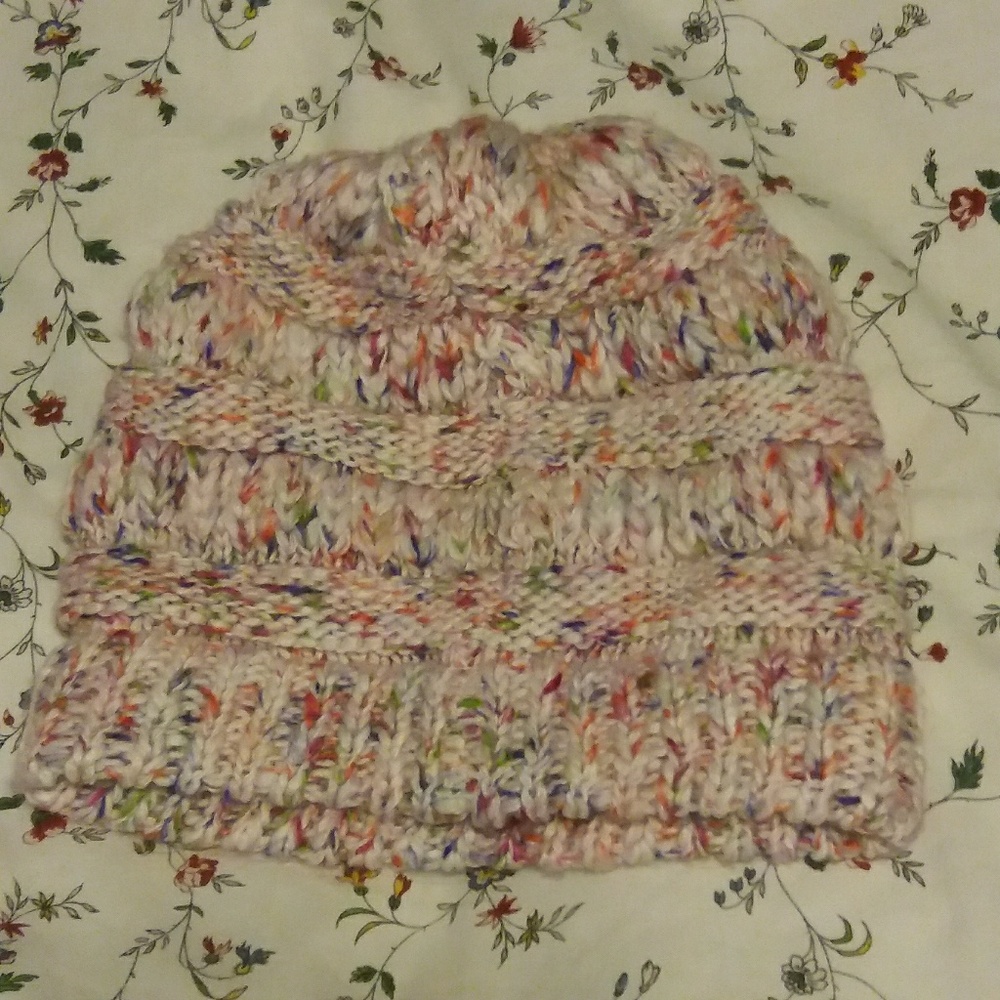 Rainbow sweater knit hat